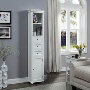 Hampton Harbor 15 in. W x 10 in. D x 68 in. H White Freestanding Linen Cabinet