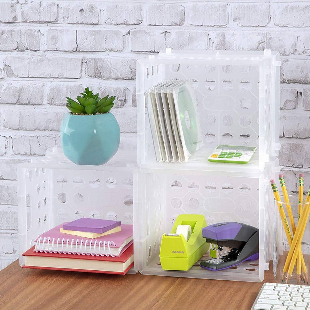 Clear Stackable Mini Plastic Storage Crate with Handles
