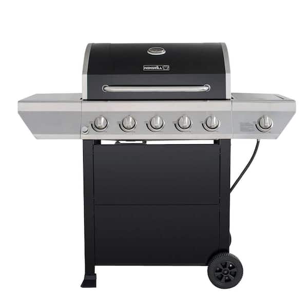 Nexgrill 5-Burner Propane Gas Grill in Black with Stainless Steel Control Panel and Side Burner