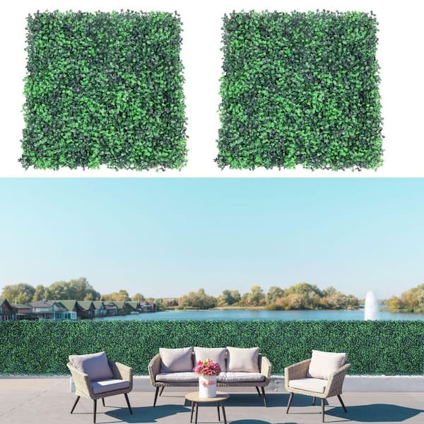 12- Pieces 20 in. x 20 in. Artificial Boxwood Hedge Greenery Wall