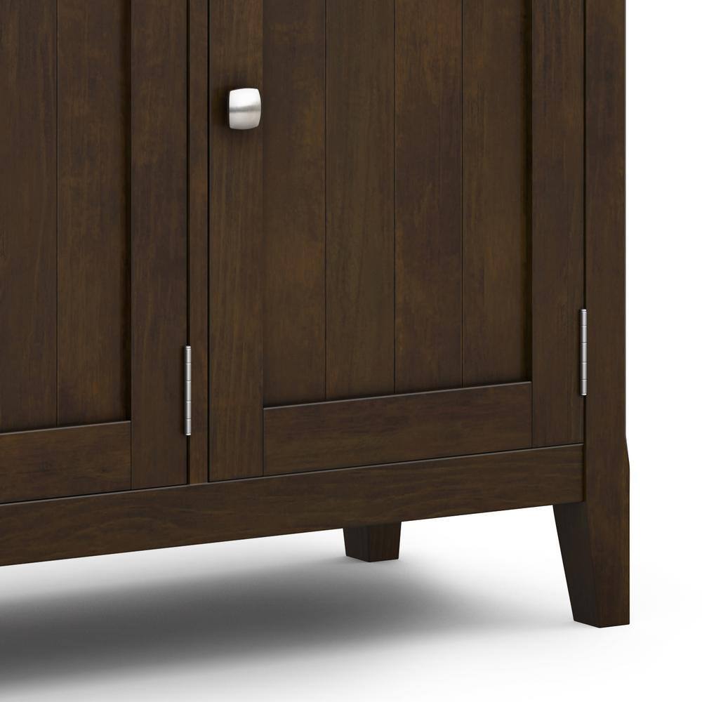 Brunette Brown Solid Wood Office Accent Cabinet with Adjustable Shelves