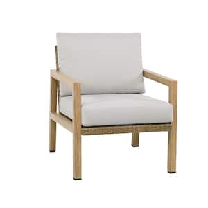 PoshFrame 1-Person Wood-grain Aluminum Patio Conversation Chair