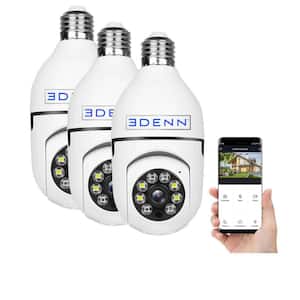 Wireless Light Bulb Indoor/Outdoor Dome WIFI Security Camera (3-Pack)