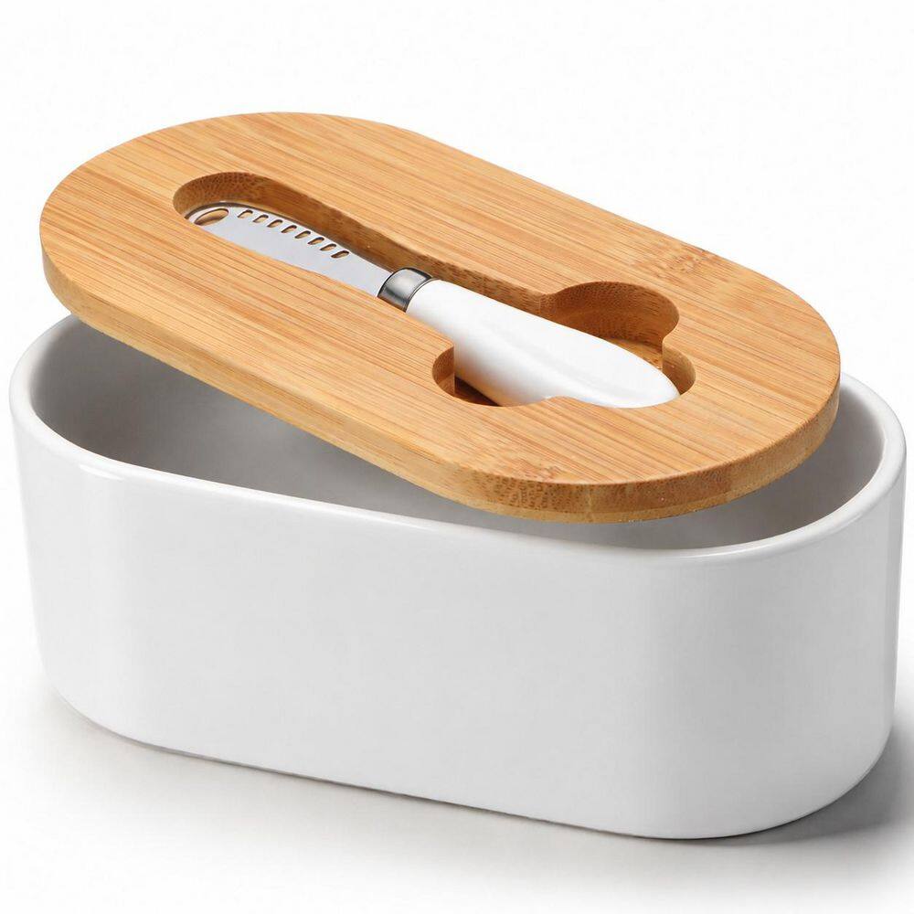 Large Ceramic Butter Dish with Lid, Perforated Butter Knife, and Airtight Silicone Seal for Countertop price history on PriceWatchPro