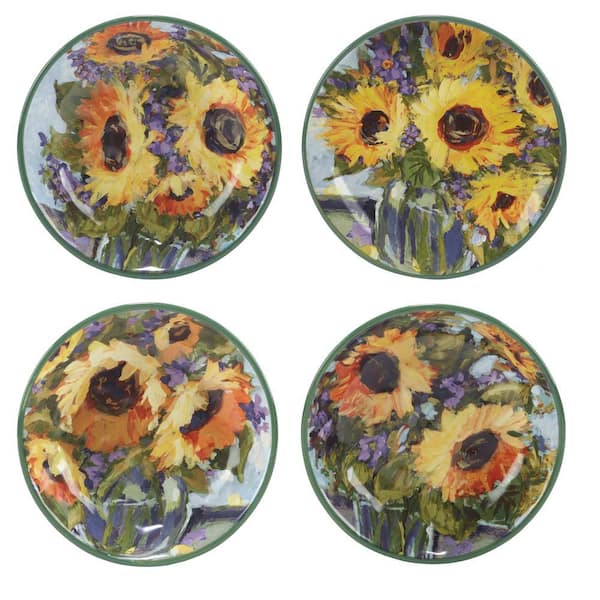 Certified International Sunflower Bouquet 36.43 fl.oz. Assorted Colors Earthenware Soup Bowl