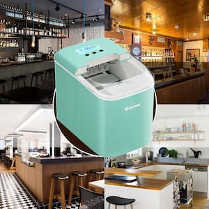 10 in. W 26 lbs./24-Hour Portable Ice Maker wit-Hour LCD Display and Ice Scoop in Green