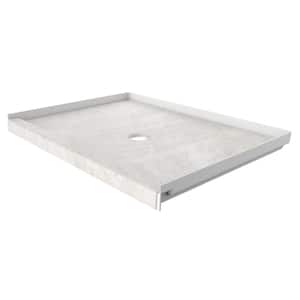 34 in. L x 48 in. W Single Threshold Alcove Shower Pan Base with Center Drain in Dune