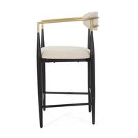 Boise 37.25 in. Low Back Beige and Black Wood Counter Stool (Set of 2) Extra Tall
