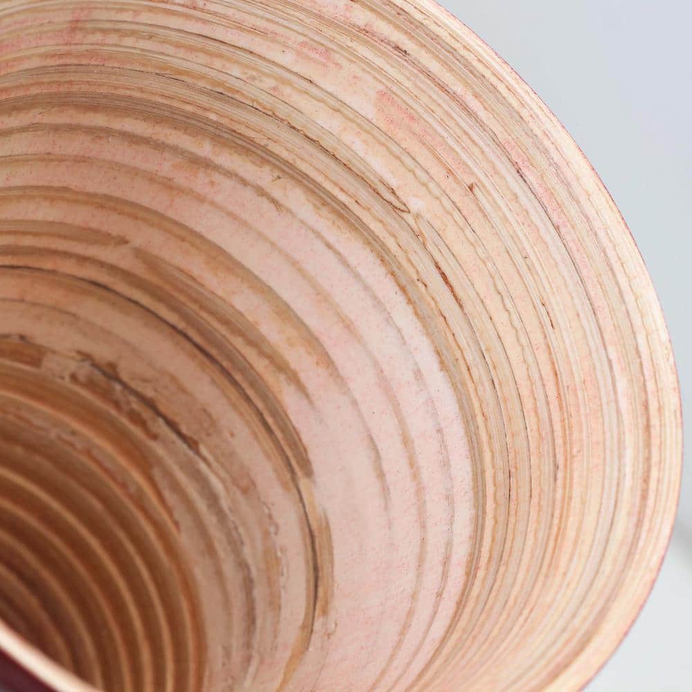 Tall Silver, Red, and Gold Bamboo Floor Vase Set