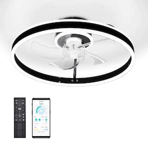 19 in. Indoor Enclosed Ceiling Fan with Light Remote APP Control