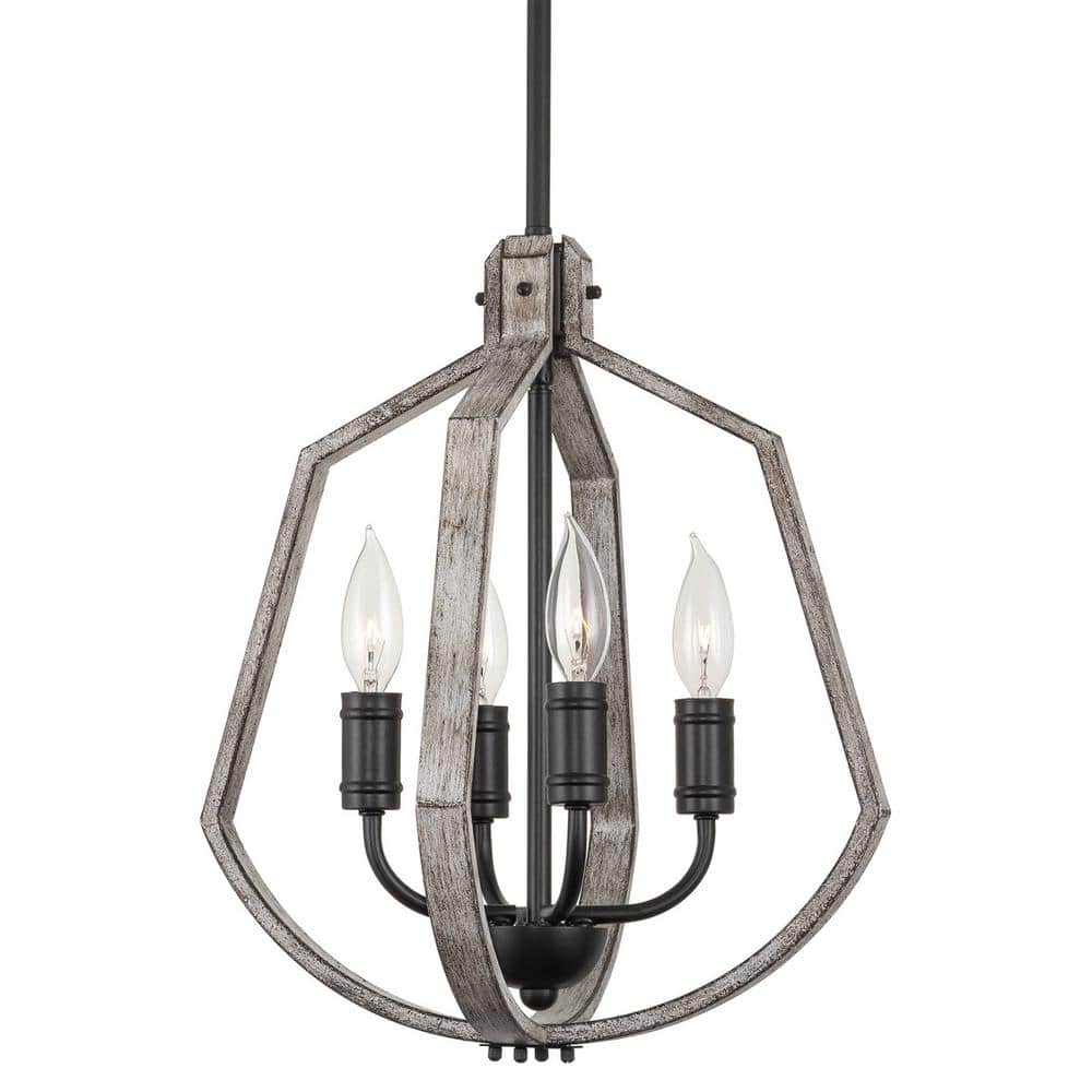 Augusta 17" Black and Light Cedar Wood Farmhouse Pendant Light