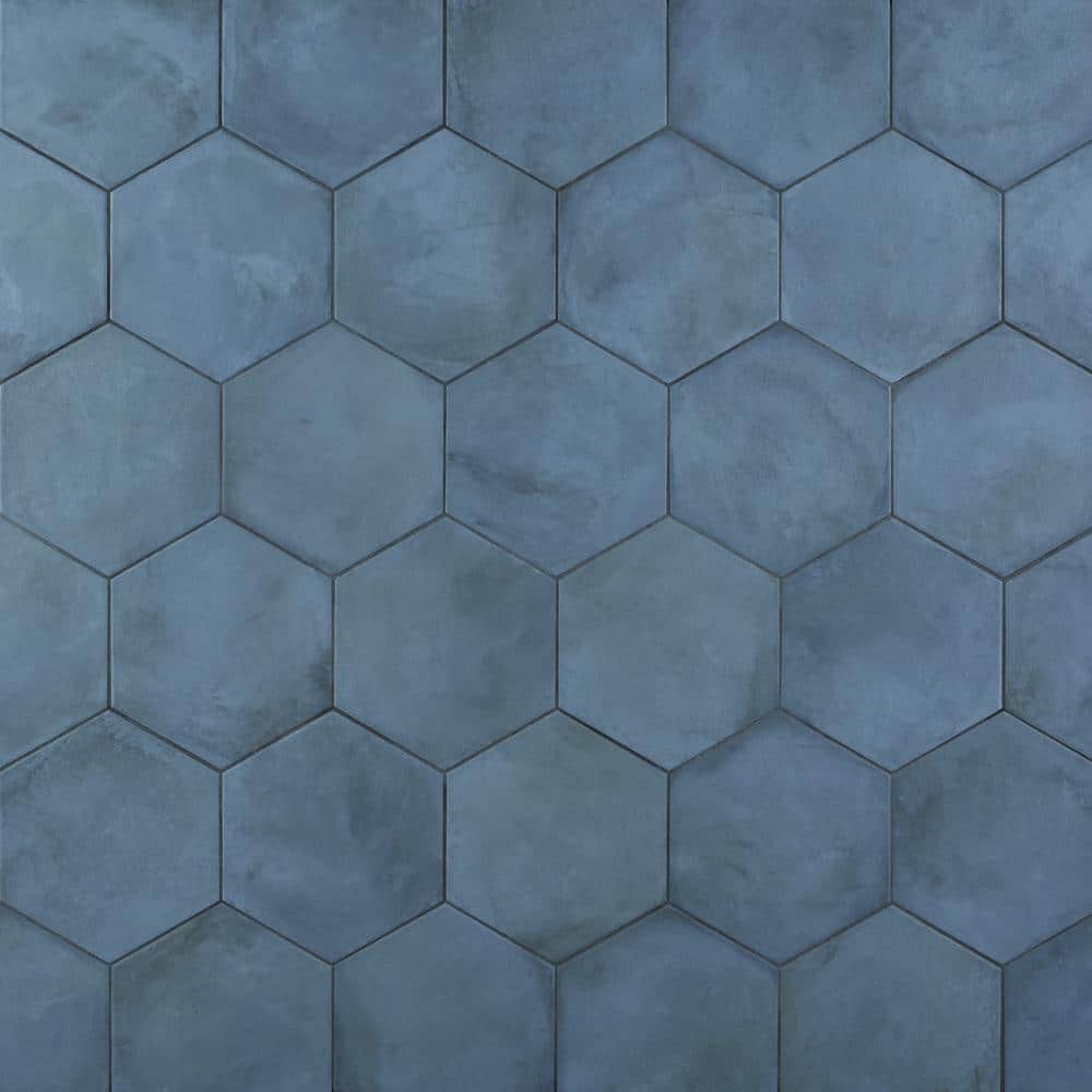 Matte Blue Hexagonal Porcelain Floor and Wall Tile
