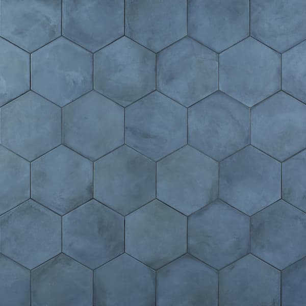 Ivy Hill Tile Dash Blue Ocean 8.5 in. x 9.84 in. Matte Hexagon