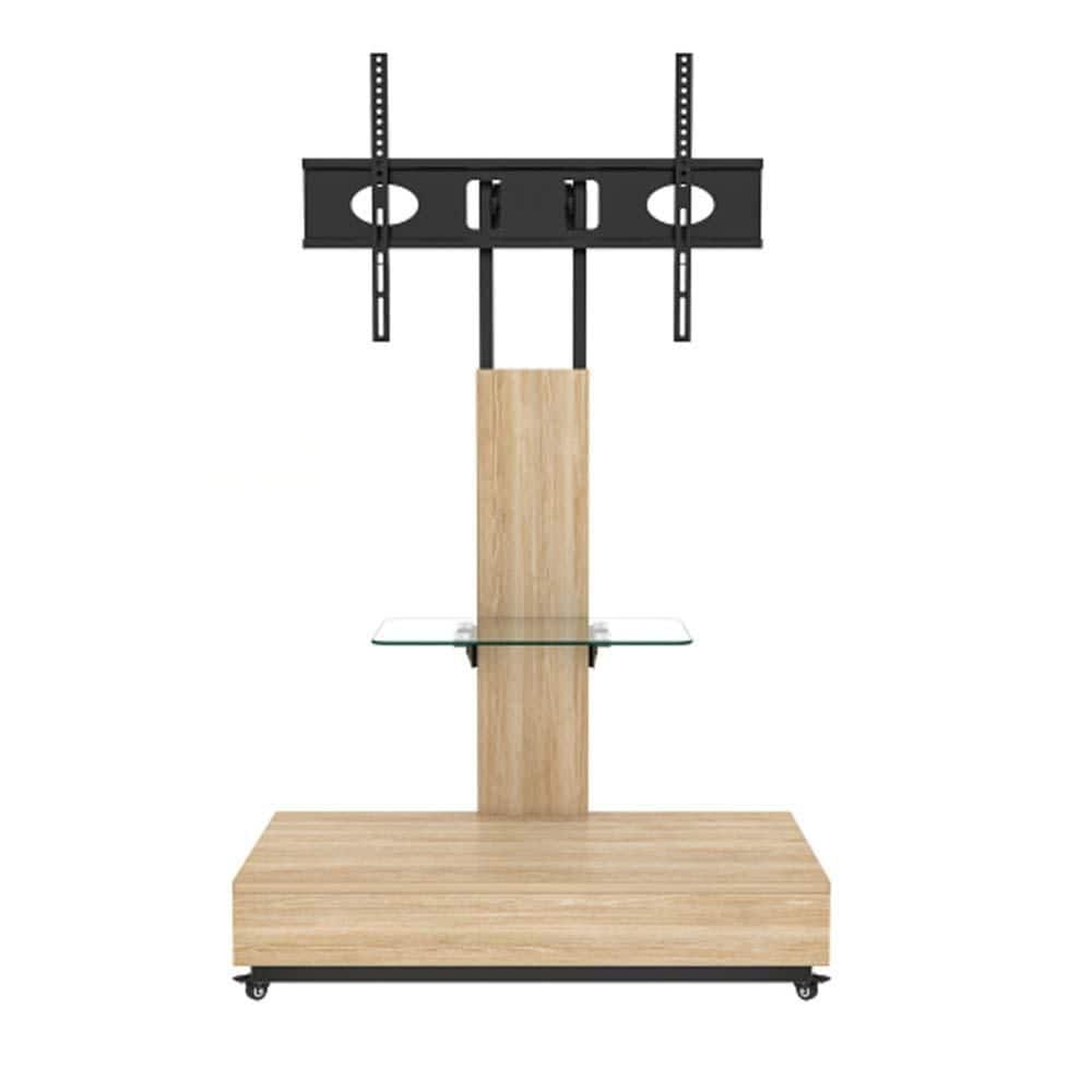 31.5 in. W Natural TV Stand with Drawer and Shelf, Height Adjustable TV Mount Cart for 32–75 in. TVs w/ Lockable Wheels price history on PriceWatchPro
