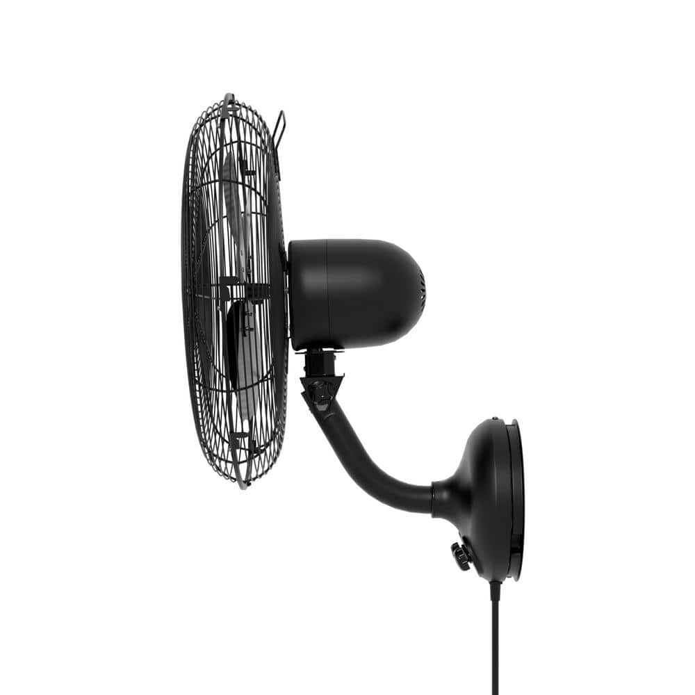 Matte Black 16-Inch Oscillating Wall Mounted Fan with Adjustable Head