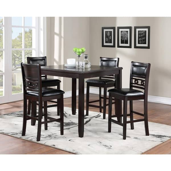 New Classic Furniture Gia 5-piece Wood Top Square Counter Set, Ebony