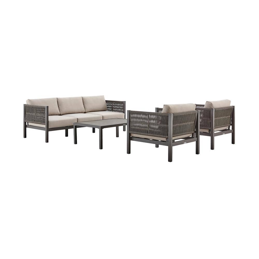 Mareike Brown Aluminum and Ceramic Outdoor Coffee Table