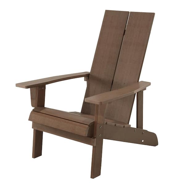 Sudzendf Outdoor Plastic Wood Adirondack Chair Weather Resistant Outdoor Patio Chair in Brown