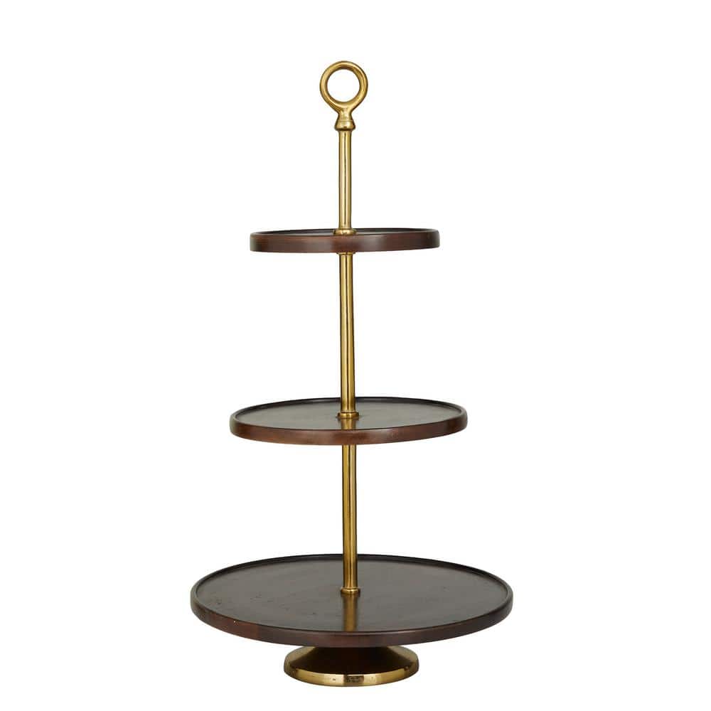 Litton Lane 3Tier Dark Brown Wood Coastal Cake Stand 041575 The Home