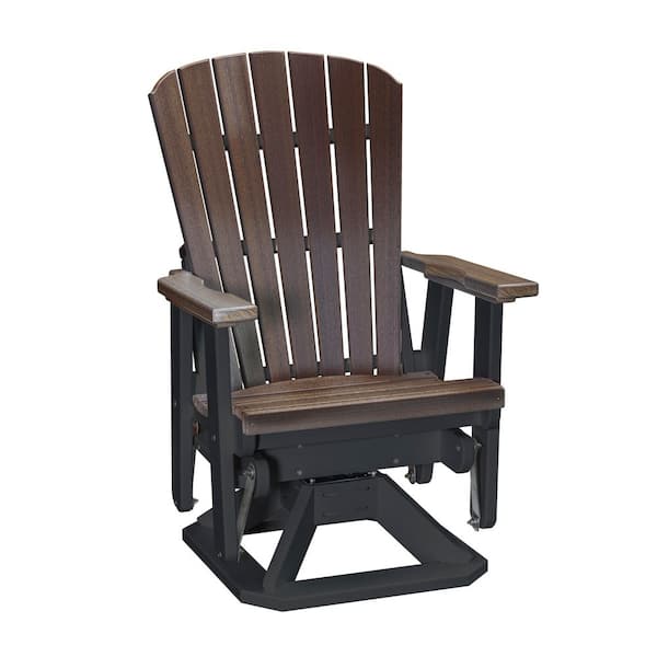 American Furniture Classics Adirondack Series 1-Person Black High Density Plastic Resin Outdoor Swivel Glider