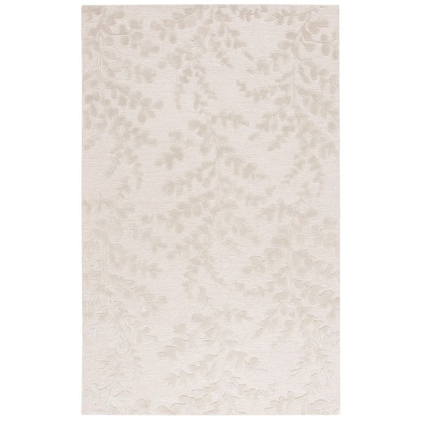 Glamour 6 ft. x 9 ft. Beige Solid Botanical Area Rug