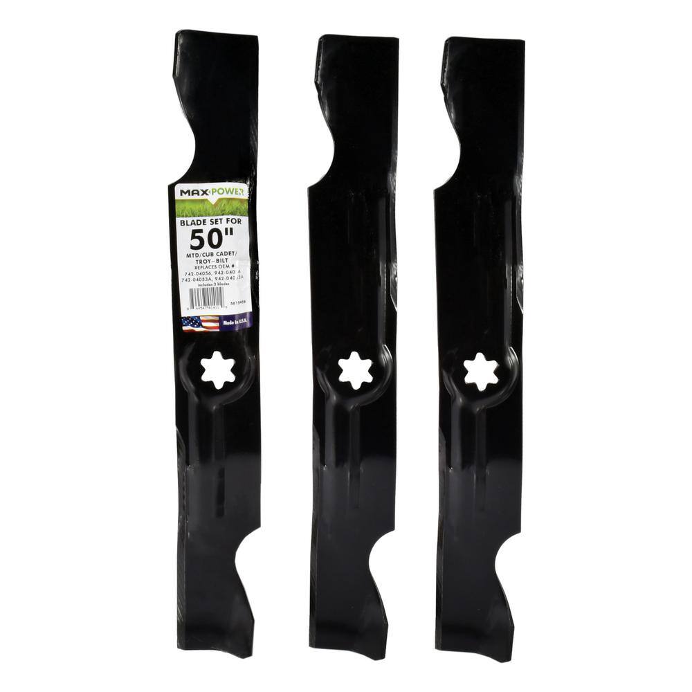 3 Blade Set for 50 in. Cut MTD, Cub Cadet, Troy-Bilt Mowers Replaces OEM #'s 742-04056, 942-04056, 942-04053, 742-04053 price history on PriceWatchPro
