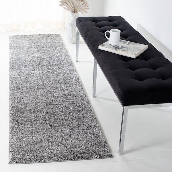 Retro 2 ft. x 8 ft. Dark Gray/Light Gray Solid Runner Rug