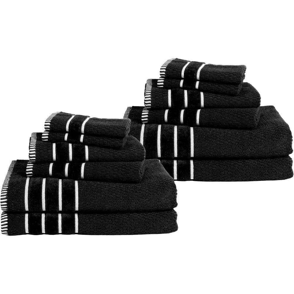Lavish Home 12Piece Black Cotton Towel Set 670015B2 The Home Depot