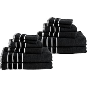 12-Piece Black Cotton Towel Set