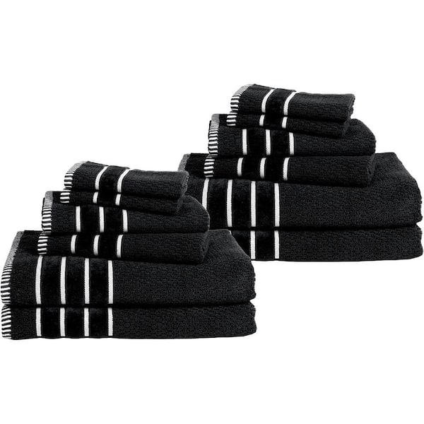 Lavish Home 12-Piece Black Cotton Towel Set