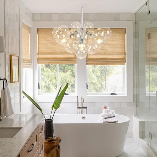 Y'INSP 6-Light White Modern Unique Glass Bubble Chandelier with