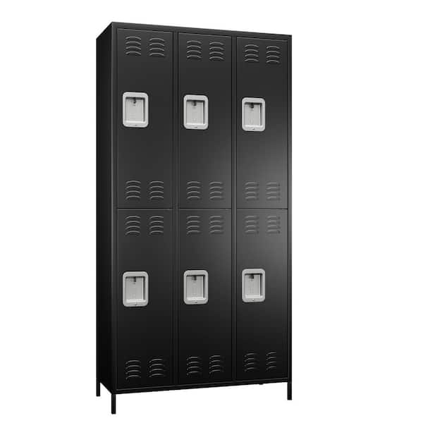 35.43 in. W x 72 in. H x 15.7 in. D Lockable Freestanding Cabinets with 6-doors for School, Gym and Home in Black