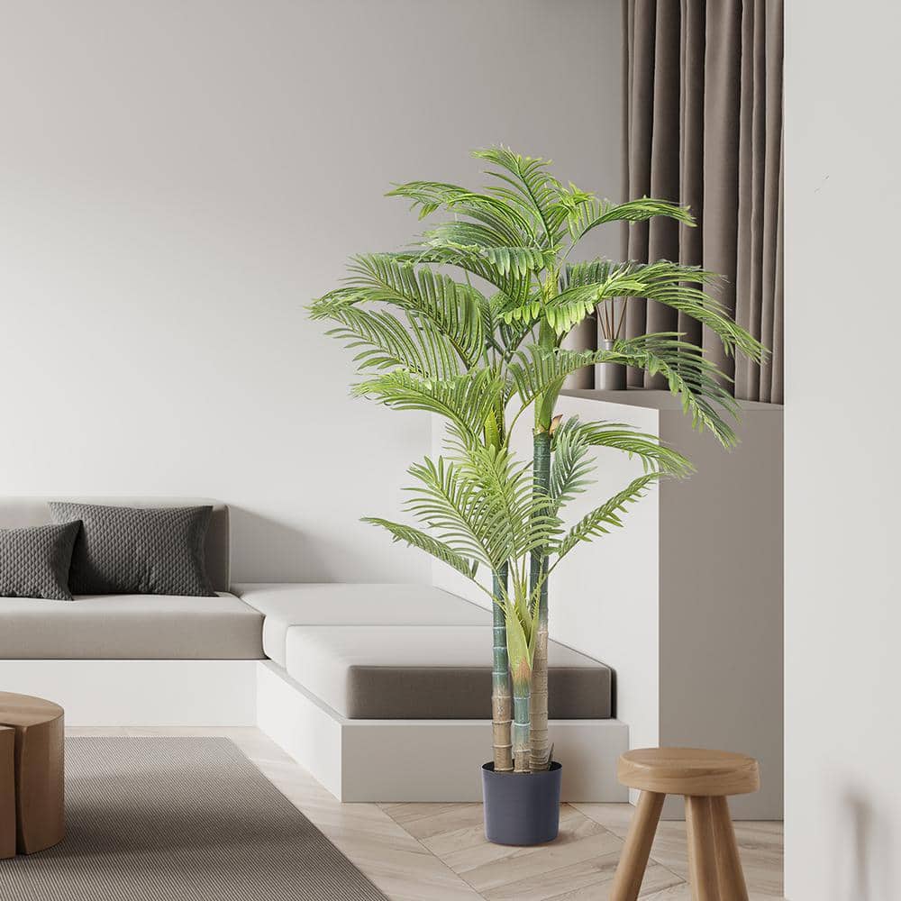 6.5 FT Green Plastic Potted Palm Floor Plant