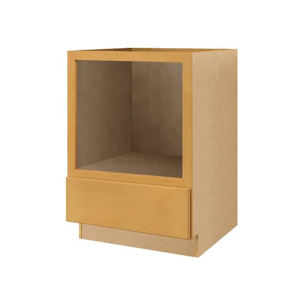 Aberdeen Recessed 24 in. W x 34.5 in. H x 24 in. D in Caramel Plywood Assembled Microwave Base Cabinet