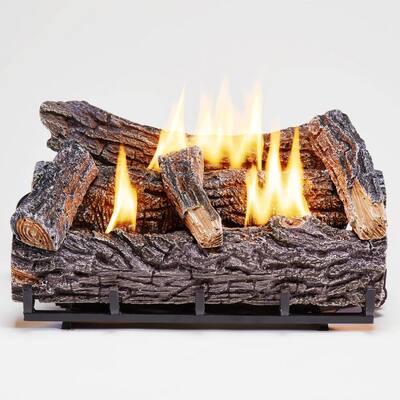 21 in. W Vent-Free Natural Gas Fireplace Log Set - Winter Oak, 32,000 BTU, Manual Control
