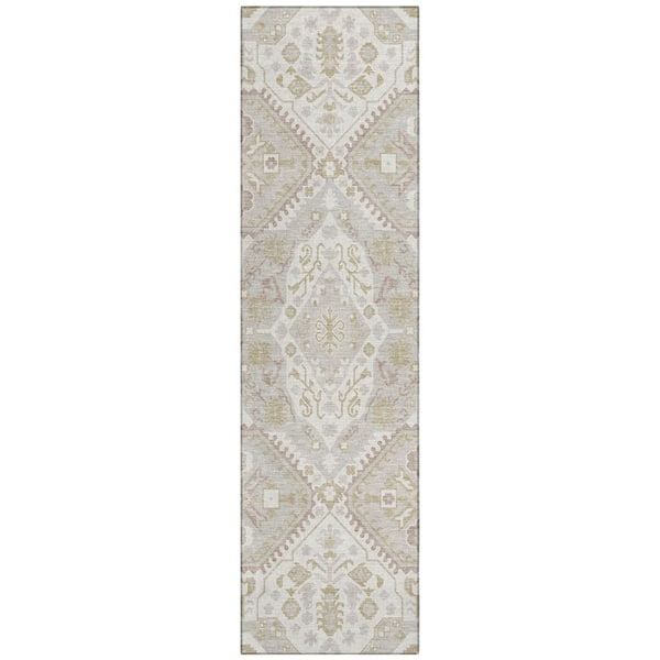 Chantille Machine Washable Indoor/Outdoor Abstract ACN3103 Ivory 2 ft. x 7 ft. Runner Rug
