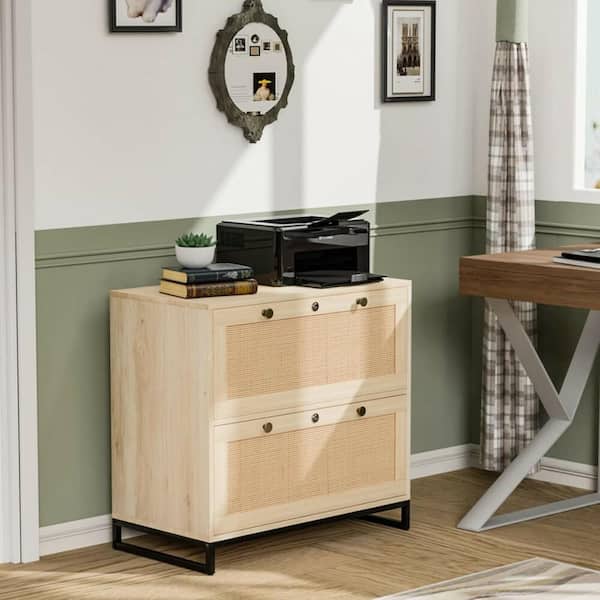Karl home 2-Drawers Beige Engineered Wood 29.53 in. W Lateral File Cabinet