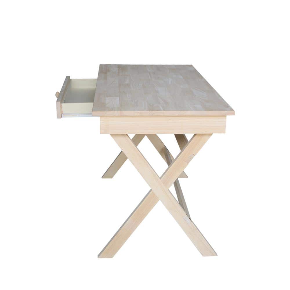 Unfinished Parawood Cross Leg Desk with Drawer