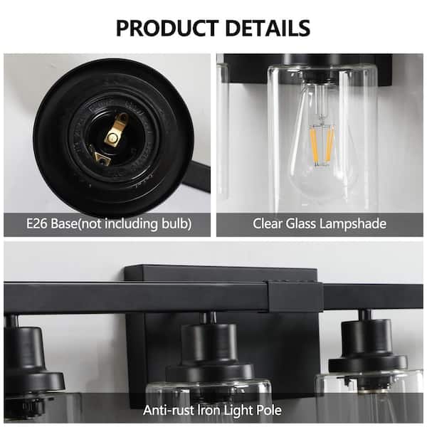 Lasaideal 51 in. 8-Light Black Vanity Lights Fixture with no