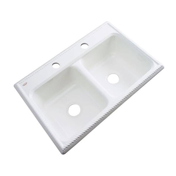Thermocast Seabrook Drop-In Acrylic 33 in. 2-Hole Double Bowl Kitchen Sink in White