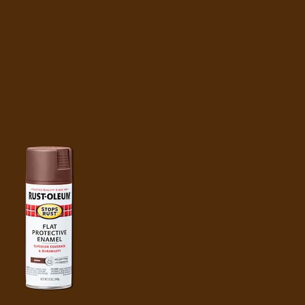 Rust-Oleum Stops Rust 12 oz. Protective Enamel Flat Brown Spray Paint (6-Pack)