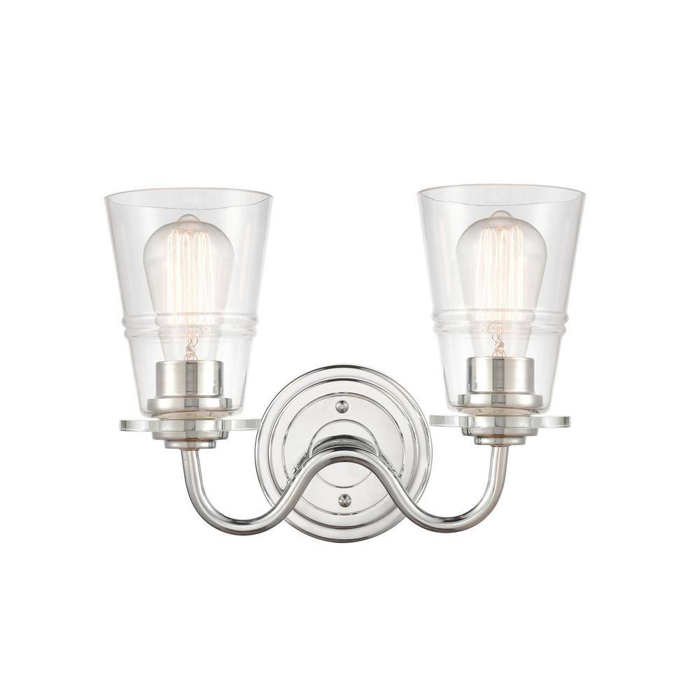 Scarlett 13.5 in. 2 Light Polished Chrome, Clear Vanity Light with Clear Glass Shade price history on PriceWatchPro
