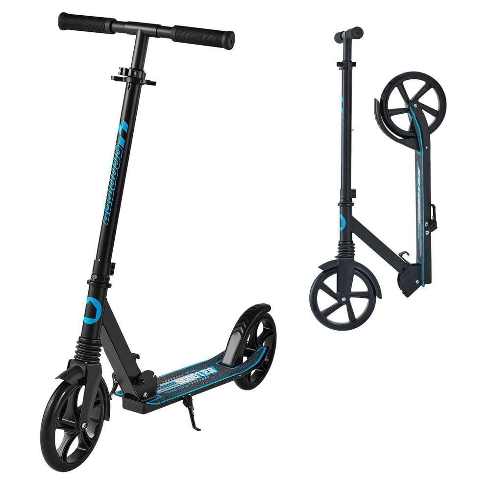 VEVOR Kick Scooter for Kids Ages 8+, Teens & Adults, 2-Wheel Toddler Scooter, Lightweight up to 220 lbs., Black + Blue