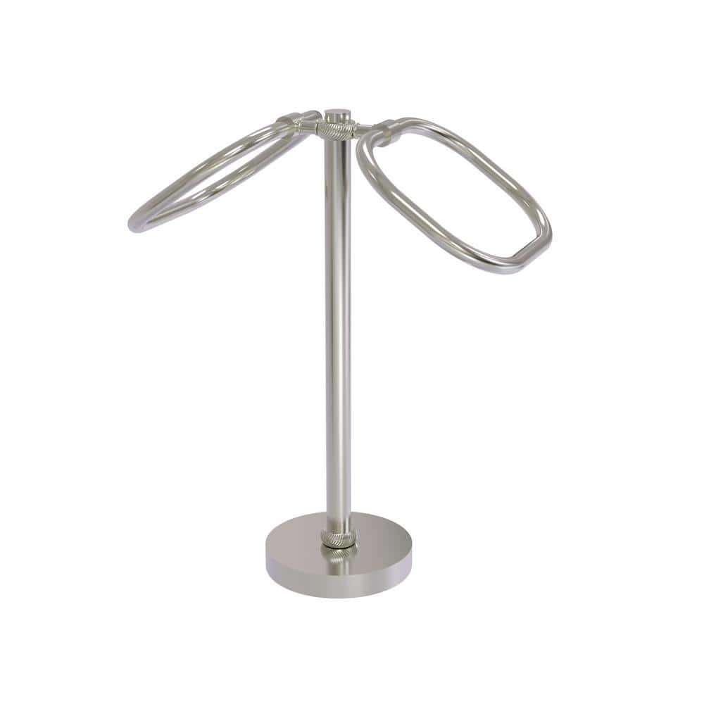 Satin Nickel Freestanding Double Ring Towel Holder