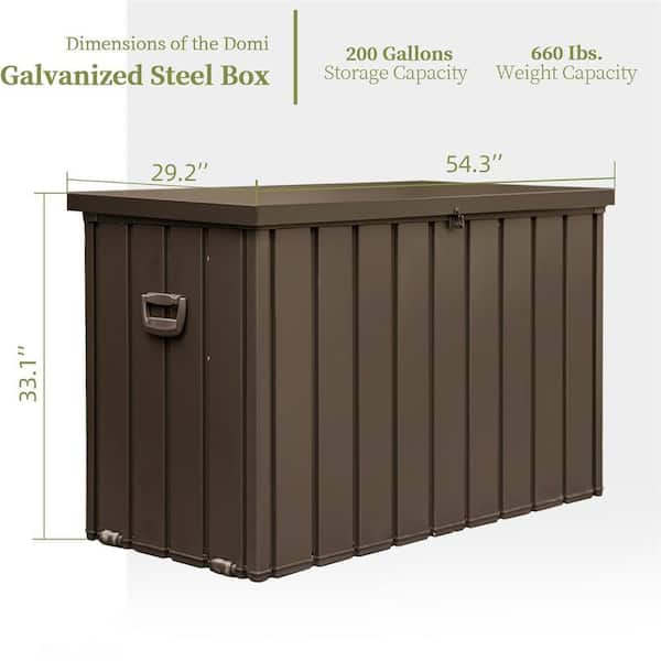 Gtnali Outdoor 200 Gal. Storage Deck Box, Waterproof, Dark Brown