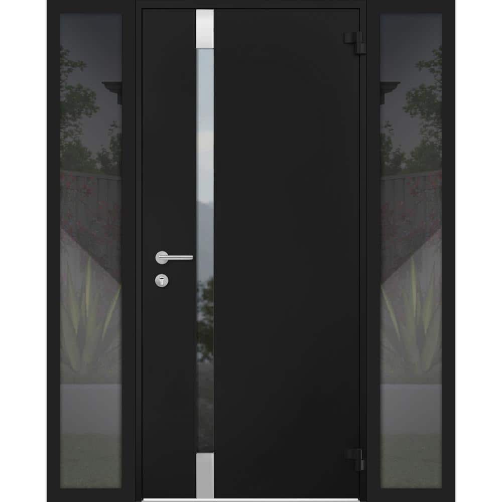 6777 56 in. x 80 in. Right-Hand/Outswing Tinted Glass Black Enamel Steel Prehung Front Door with Hardware price history on PriceWatchPro