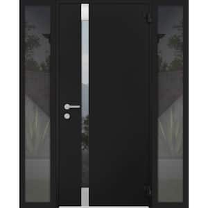 6777 56 in. x 80 in. Right-Hand/Outswing Tinted Glass Black Enamel Steel Prehung Front Door with Hardware