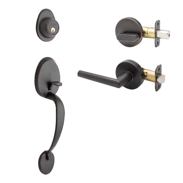 Copper Creek Colonial Tuscan Bronze Door Handleset and Modern Handle Trim