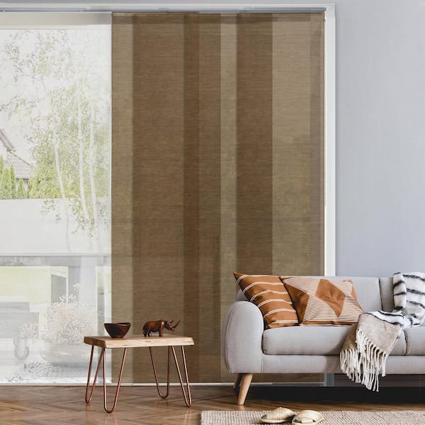 Godear Design Almond Cordless Semi-Sheer Adjustable Sliding Window Panel Track with 23 in. Slats Up to 86 in. W x 96 in. L