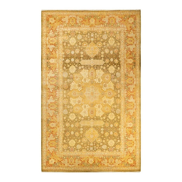 8 ft. x 10 ft. Green Mogul Oriental Wool Indoor Area Rug
